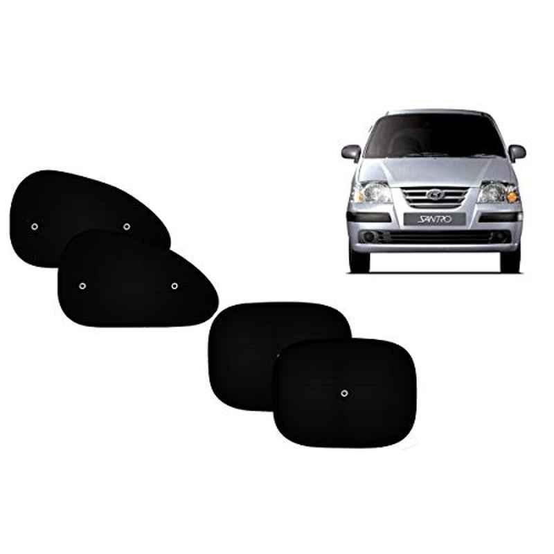Auto Pearl 4 Pcs PVC & Mesh Black Window Side Sun Shade Set for Hyundai Santro