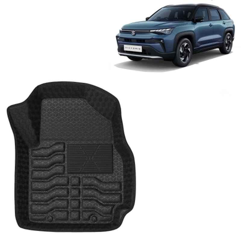 Kingsway 3 Pcs Premium 4.5D 100% Waterproof Tray Shape PVC Black Car Floor Mat Set for Maruti Suzuki Victoris 2025 Onwards All Model