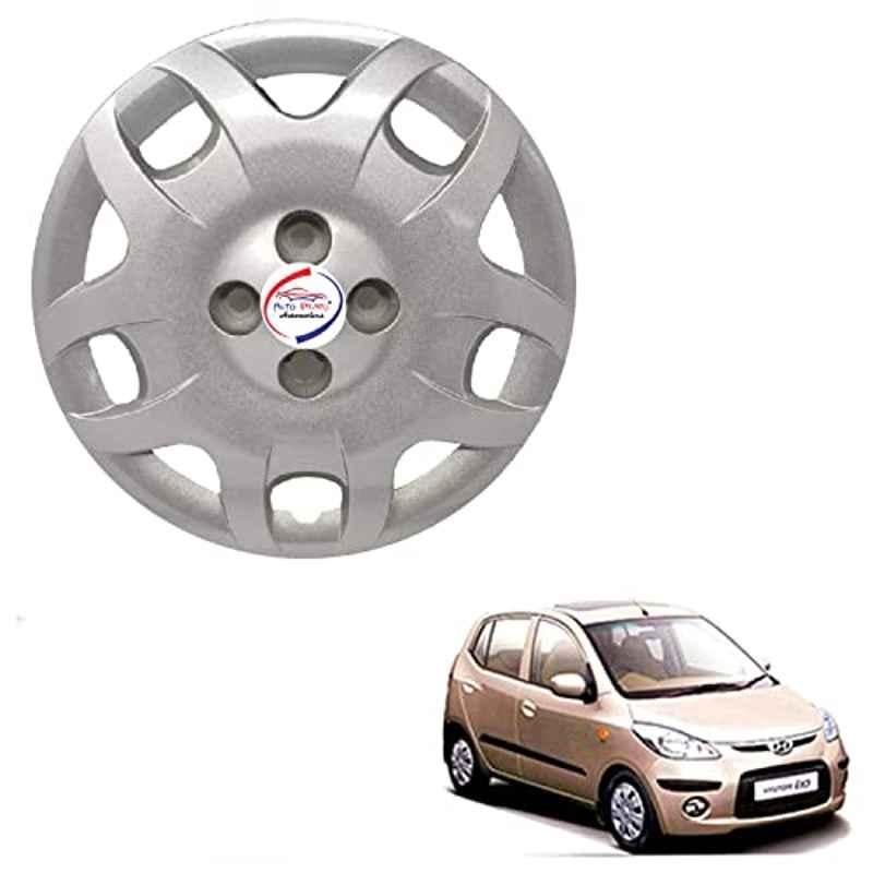 Auto Pearl 4 Pcs 13 inch ABS Punto Silver PN 09 Hubcap Wheel Cover Set with Retention Ring for Hyundai I10 Type 1
