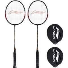 Li-Ning XP-60-IV 86g Black & Pink Strung Badminton Racquet (Pack of 2)