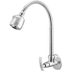 Prestige Passion Brass Chrome Finish Silver Flexible Sink Cock with Wall Flange