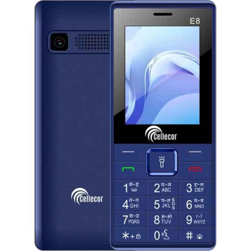 Cellecor E8 32GB/32GB 2.4 inch Blue Dual Sim Feature Phone with Torch Light & FM