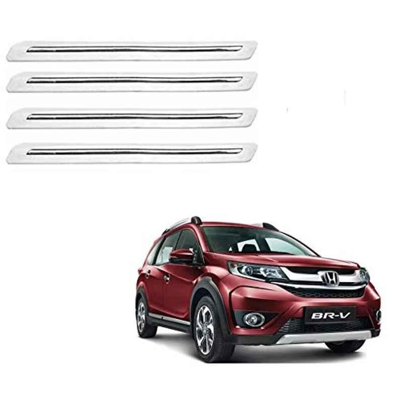 Kozdiko 4 Pcs PVC White Car Bumper Protector Set with Chrome Strip for Honda BRV