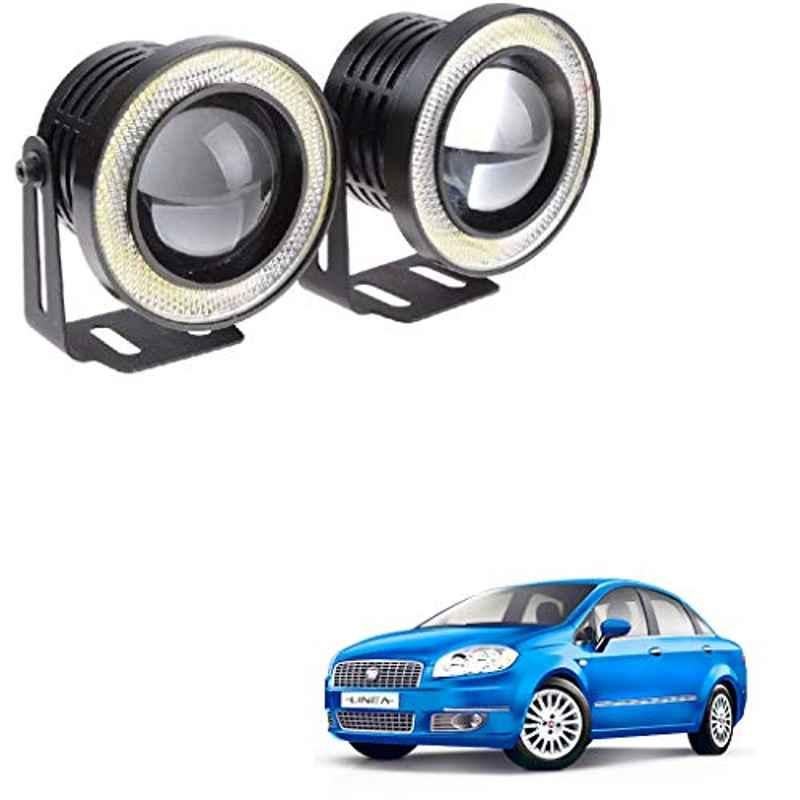 Kozdiko 2 Pcs 15W 3.5 inch High Power White LED Projector COB Fog Light Set with White Angel Eye Ring for Fiat Linea Classic, koz_72601