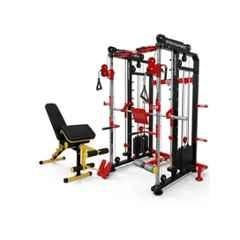GYM24 Equipment 80kg Capacity Iron Black & Red All in One Multi Functional Trainer Smith Machine with Versatile 7 in 1 Adjustable Bench