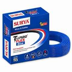 Surya Turboflex 1 Sqmm Single Core Blue Copper FR-LSH PVC Insulated Wire, Length: 90m