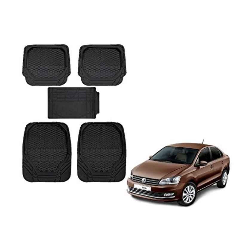 Kozdiko 8855TW 5 Pcs Rubber Black Rubber Car Mat Set for Volkswagen Vento