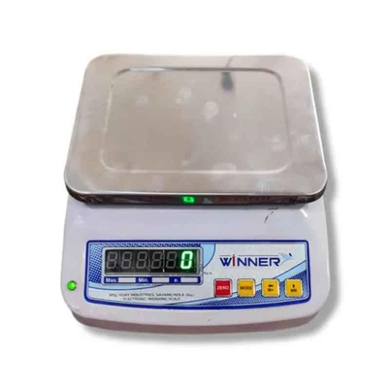 Winner 30kg 9x7 inch Stainless Steel Double Display Weight Machine For Kitchen & Shop with 6V Re-Chargeable Battery, MSMINI