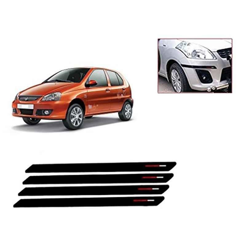 Kozdiko 4 Pcs Black & Red Bumper Protector Set for Tata Indica