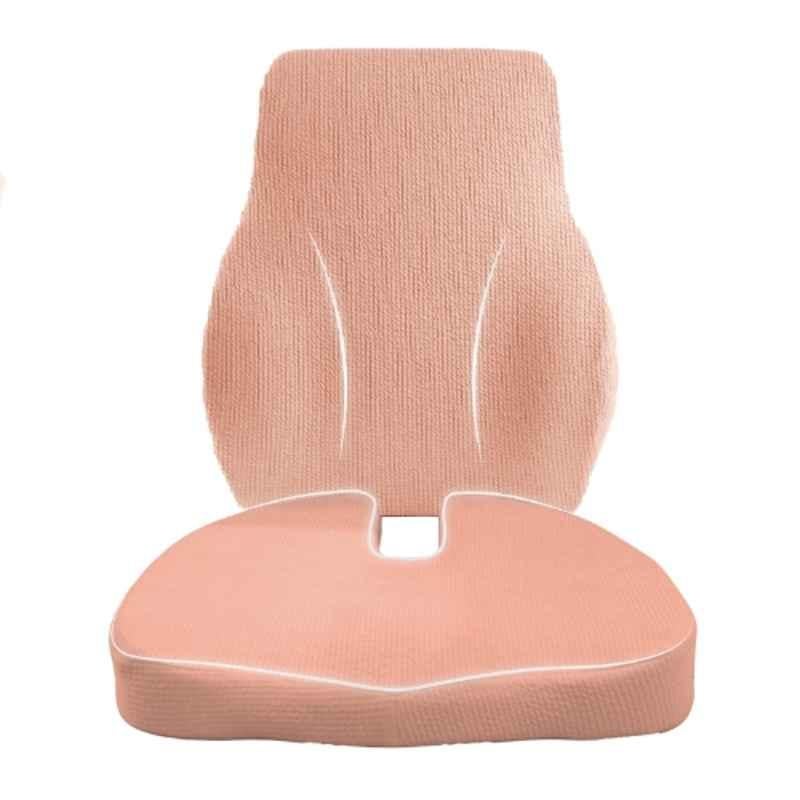 Betterhood Memory Foam & Cotton Peach Seat & Lumbar Cushion Combo for Chairs, Size: Universal (Pack of 2)