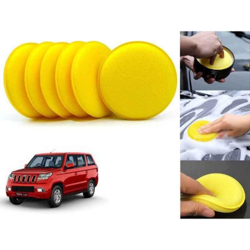 Auto Pearl Polyurethane Beige Washing & Waxing Polish Foam Sponge for TUV 300 Plus (Pack of 6)