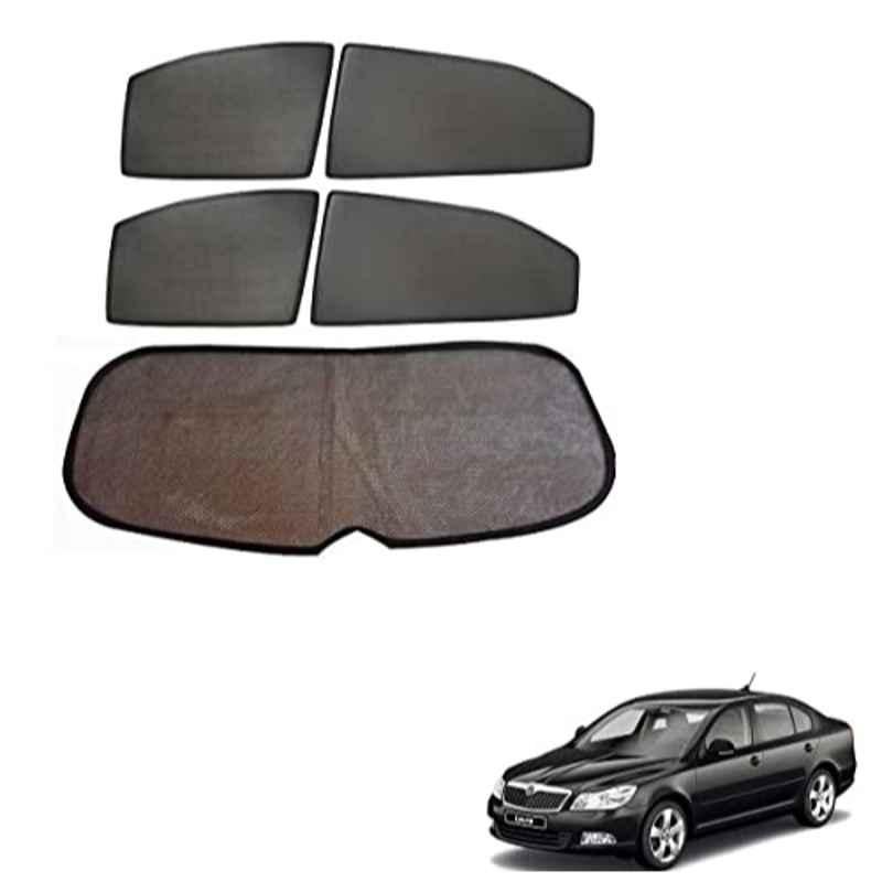 Kozdiko 5 Pcs Mesh Black Fixed Window & Rear Sun Shades Set for Skoda Laura