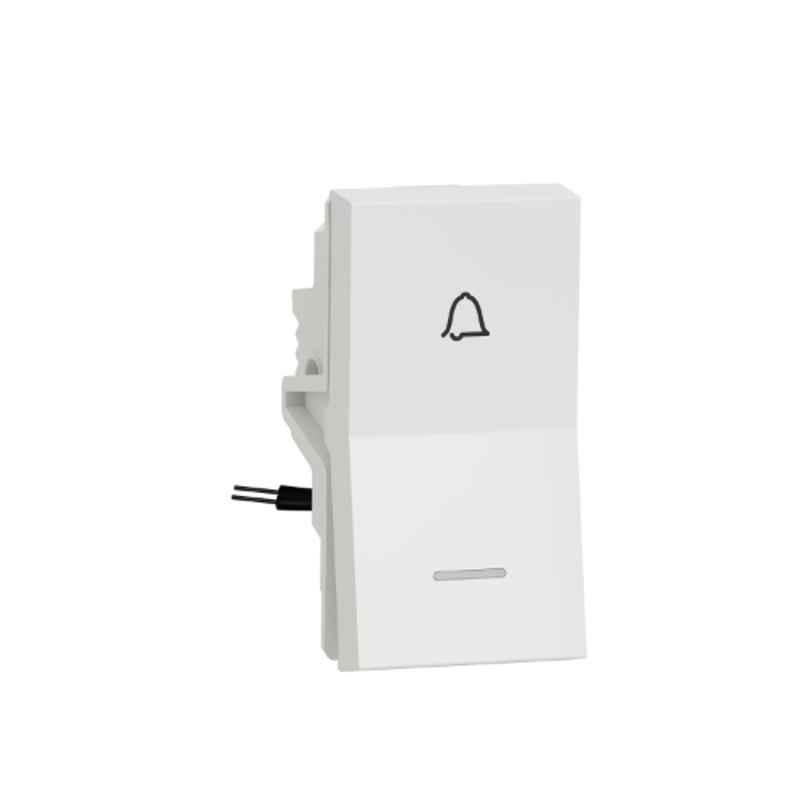 Schneider Unica Pure 6A 1 Module Polar White Bellpress with Indicator, UNS6BPL1M_WE (Pack of 20)