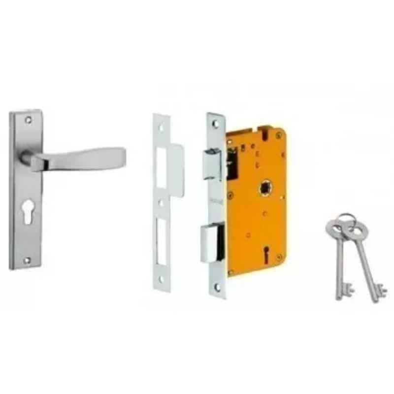 Dorset HL Series Stella 8 inch Stainless Steel Silver Chrome Finish Door Handle Lock Set with KY Mortise Lever Lock (Pack of 2)