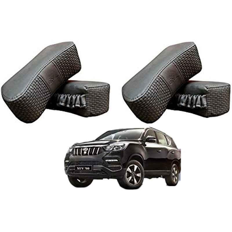 Kozdiko 4 Pcs CV Designer Grey Leatherite Neck Rest Car Cushion Pillow Set for Mahindra XUV 700 Alturas G4