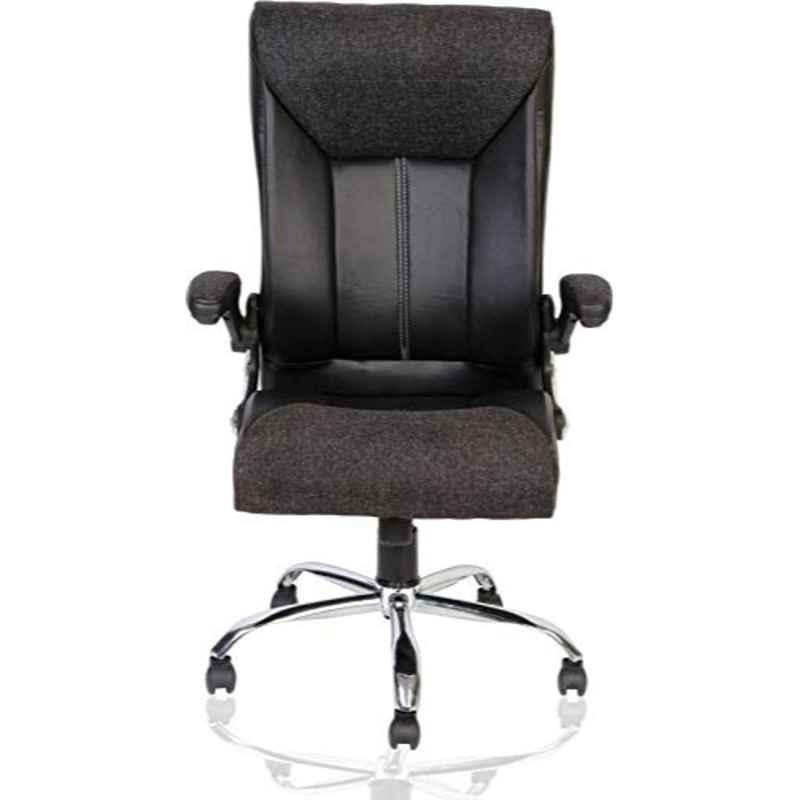 KDF Mart Upholstery Fabric Black Medium Back Adjustable Executive Swivel Chair with Back Support, MIS107