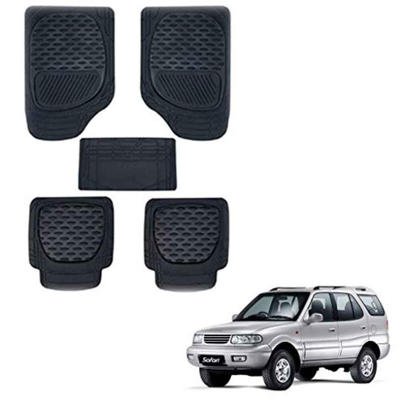 Kozdiko 6255TW 5 Pcs PVC & Rubber Black Car Mat Set for Tata Safari Grand Dicor