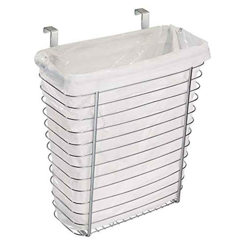 iDesign 10L Alloy Steel Chrome Cabinet Waste Basket Organizer, 56770