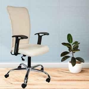 White Clouds Enterprise Sigma Cream Medium Mesh Back Ergonomic Swivel Lumber Support Desk Office Chair