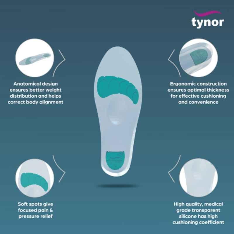 Tynor Silicon Insole, K01DHZ, Size: Extra Large