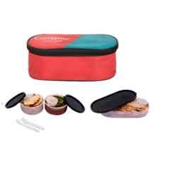 Carrolite 650ml 3-in-1 Red & Black Plastic Lunchbox, Black_P-05 (Pack of 2)