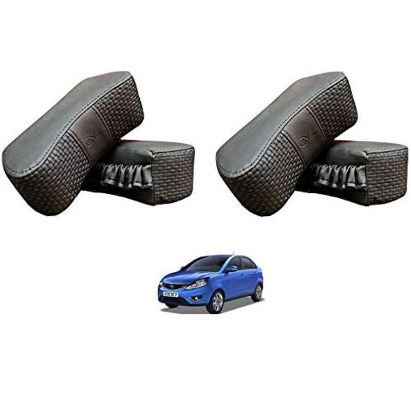 Kozdiko 4 Pcs CV Designer Grey Leatherite Neck Rest Car Cushion Pillow Set for Tata Zest