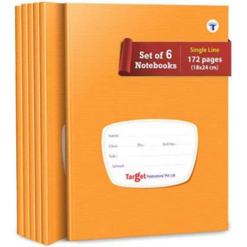 Target Publications Regular 172 Pages Orange Ruled Single Line Small Notebook (Pack of 6)