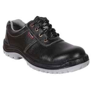 Hillson Panther Leather Mid Ankle Steel Toe Black Work Safety Shoes, Size: 7