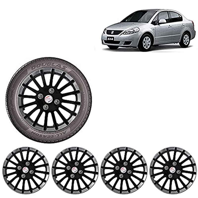 Auto Pearl 4 Pcs 15 inch ABS Black & Silver Wheel Cover Set for Maruti Suzuki Gypsy