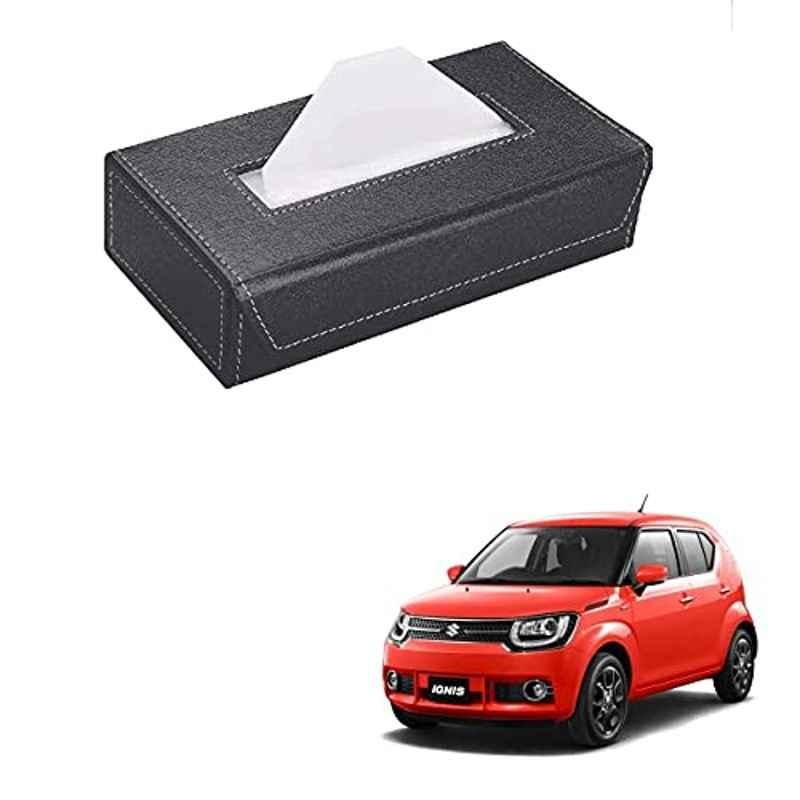 Kozdiko 100 Pulls PU Leather Grey Car Tissue Paper Box with 200 Sheets for Maruti Suzuki Ignis