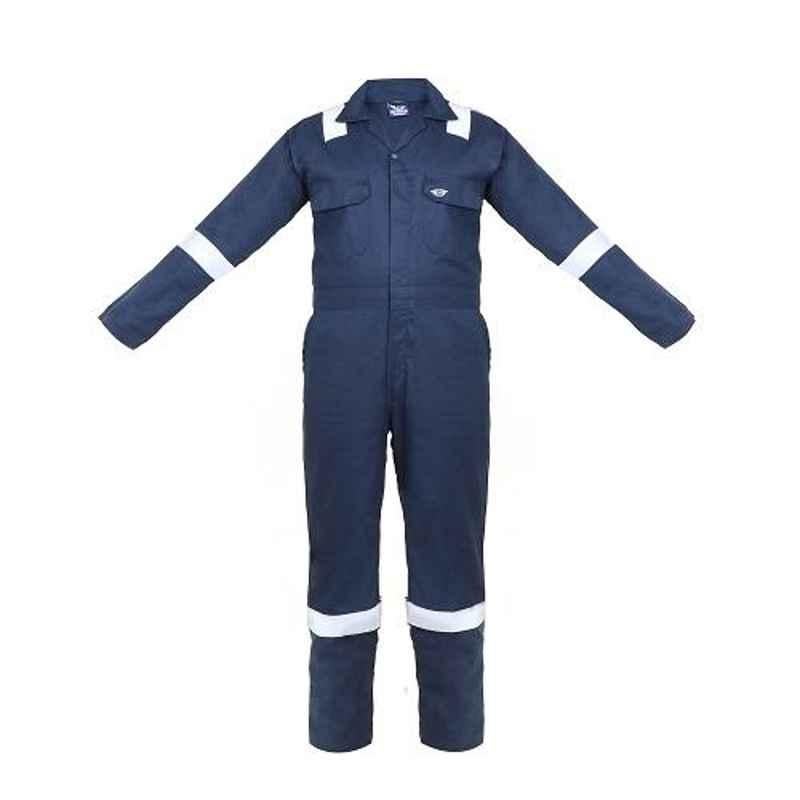 Club Twenty One Workwear CA-1012 Navy Blue Men Cotton Reflective Tape Coverall Boiler Suit for Industrial & Protective, Size: M