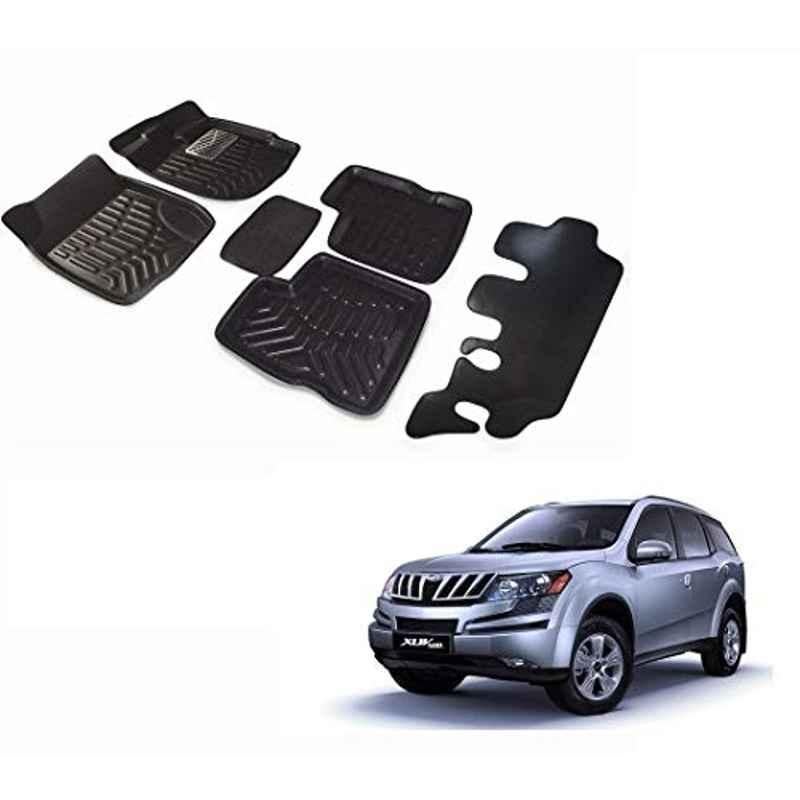 Kozdiko 7 Pcs 4D Black Car Foot Mat Set for Mahindra Xuv 500, koz_20505