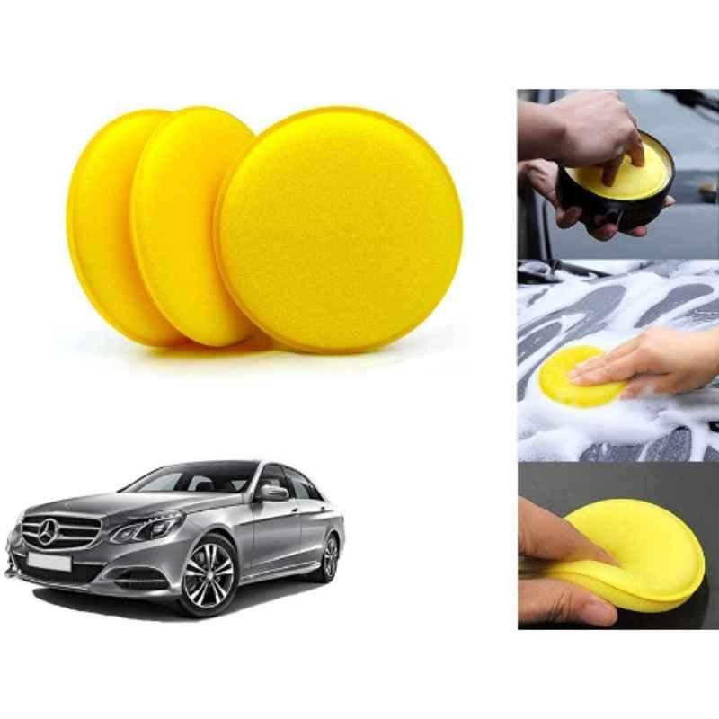 Auto Pearl Polyurethane Beige Washing & Waxing Polish Foam Sponge for E220 (Pack of 3)
