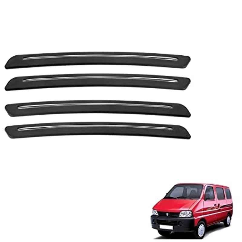 Kozdiko 4 Pcs Rubber Black Car Bumper Protector Set with Chrome Strip for Maruti Suzuki Eeco