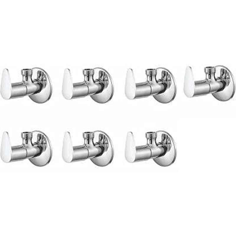 Spazio Stainless Steel Chrome Finish Vignette Angle Valve with Wall Flange (Pack of 7)