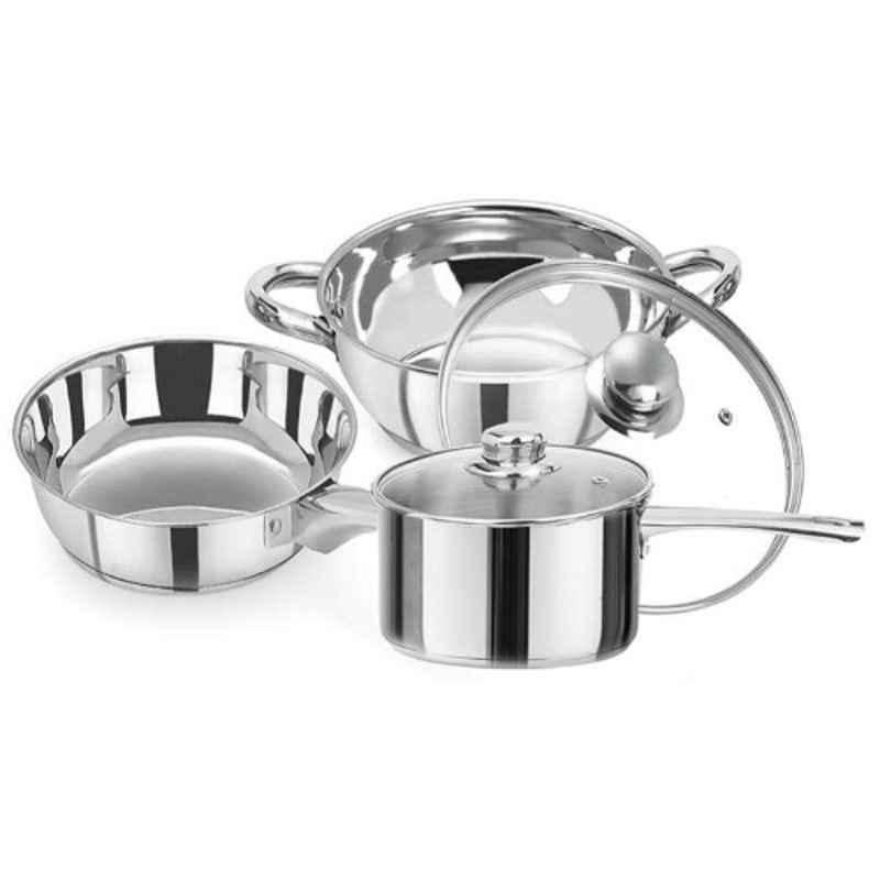 iLife 5 Pcs Deluxe Stainless Steel Chrome Finish Induction Base Casserole Cookware Set with Lid