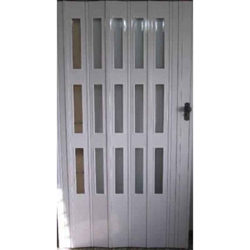 Robustline 210x100cm PVC White Folding Sliding Door with Glass
