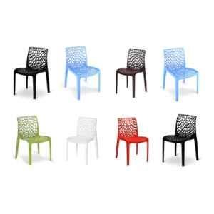 P P Chair Plastic Glossy Finish Multicolor Chair (Pack of 6)