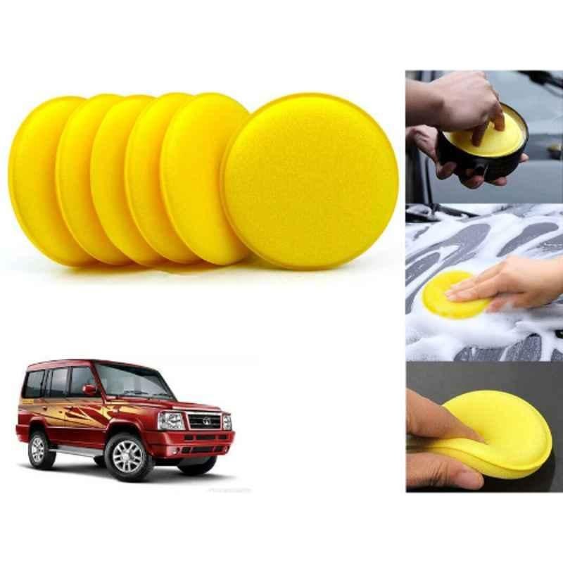 Auto Pearl Polyurethane Beige Washing & Waxing Polish Foam Sponge for Sumo Gold (Pack of 6)