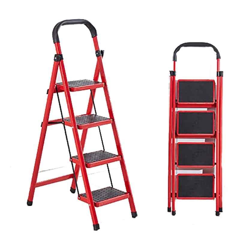 Rubik 38x130cm Alloy Steel Red 4 Steps Foldable Ladder