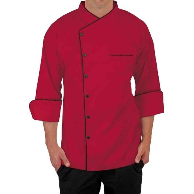 Superb Uniforms Polyester & Cotton Red 3/4 Raglan Sleeves Chef Jacket for Men, SUW/R/CC04, Size: XL
