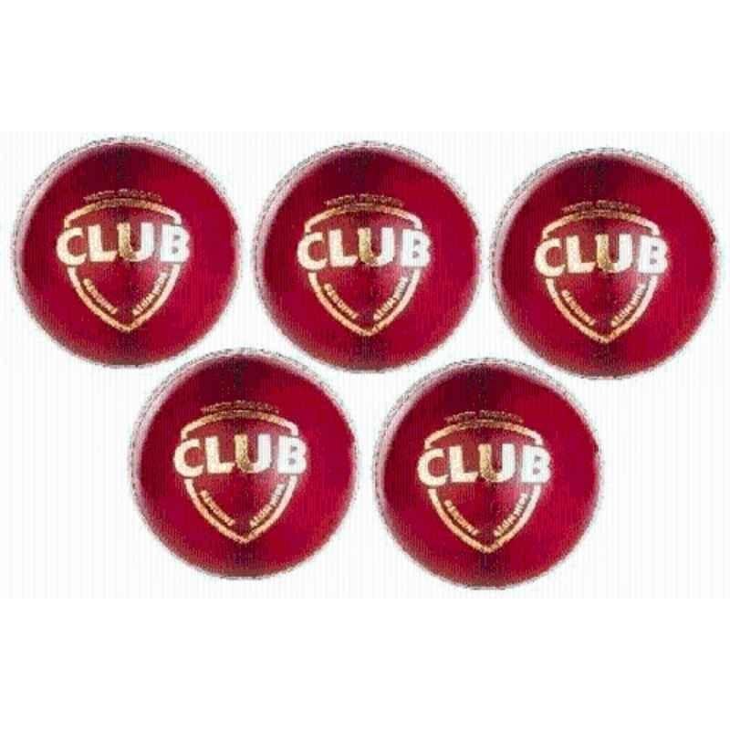 Matrica Leather Standard Red Professional Grade Impact Cricket Ball for Club Play (Pack of 5)