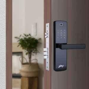 Godrej Black Catus Connect Digital Smart Door Lock with 3 Pcs Deadbolt, 5 in One Model, Operated by Fingerprint, Pin, Mechanical Key, RFID & Mobile App, 4216