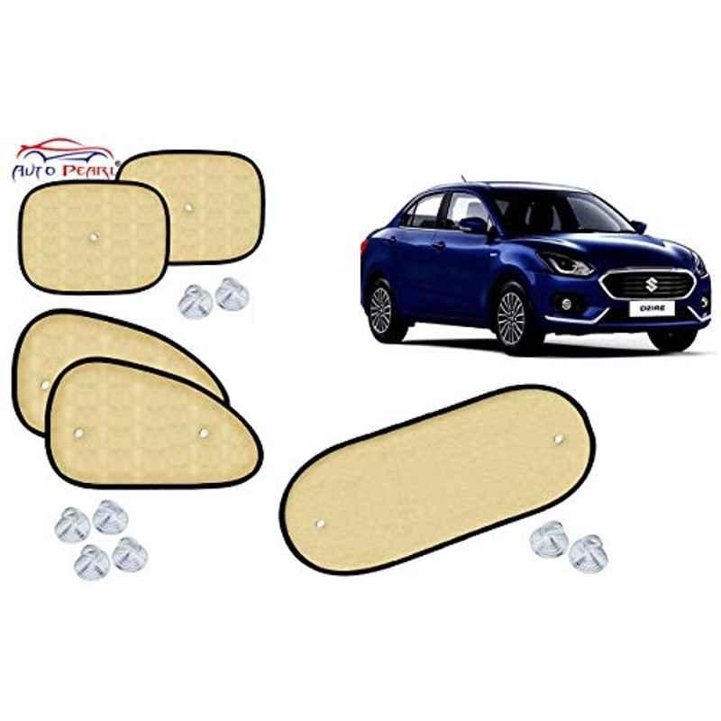 Auto Pearl 5 Pcs PVC & Mesh Beige Window & Rear Sun Shade Set for Maruti Suzuki Swift Dzire 2017