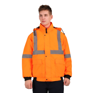 Club Twenty One Workwear Winter Shield Polyester Orange Safety Jacket with Detachable Hood, 5006, Size: S