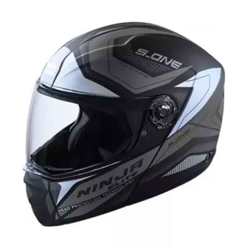 Studds Ninja Elite Super D4 Decor Plastic Black Full Face Flip-Up Helmet, Size: 540 mm
