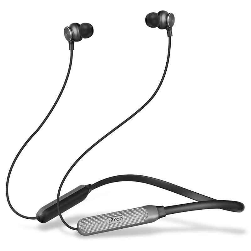 pTron Tangent Duo 13mm Black & Grey Bluetooth Wireless In-Ear Neckband with Mic, Fast Charging, Voice Assistant & IPX4