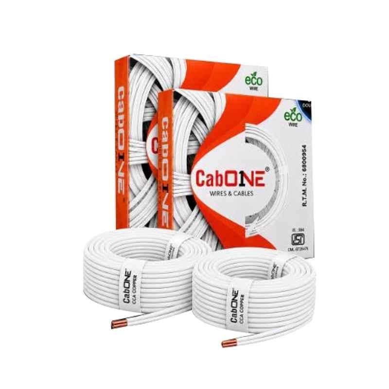 CabONE 0.75 Sqmm White FR PVC Insulated Multistrand Copper Cable, Length: 90 m (Pack of 2)