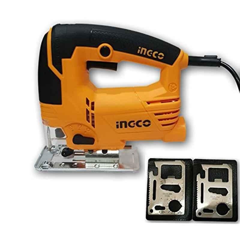 Krost Metal Ingco 650W Jigsaw Machine With Variable Speed And Blade Set For Wood Cutting And Stencil (Orange, 5 Piece)