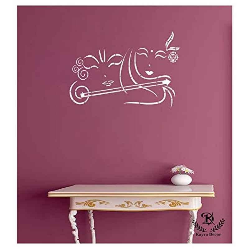 Kayra Decor 54x36 inch PVC Radha Krishna Wall Design Stencil, KHSNT452